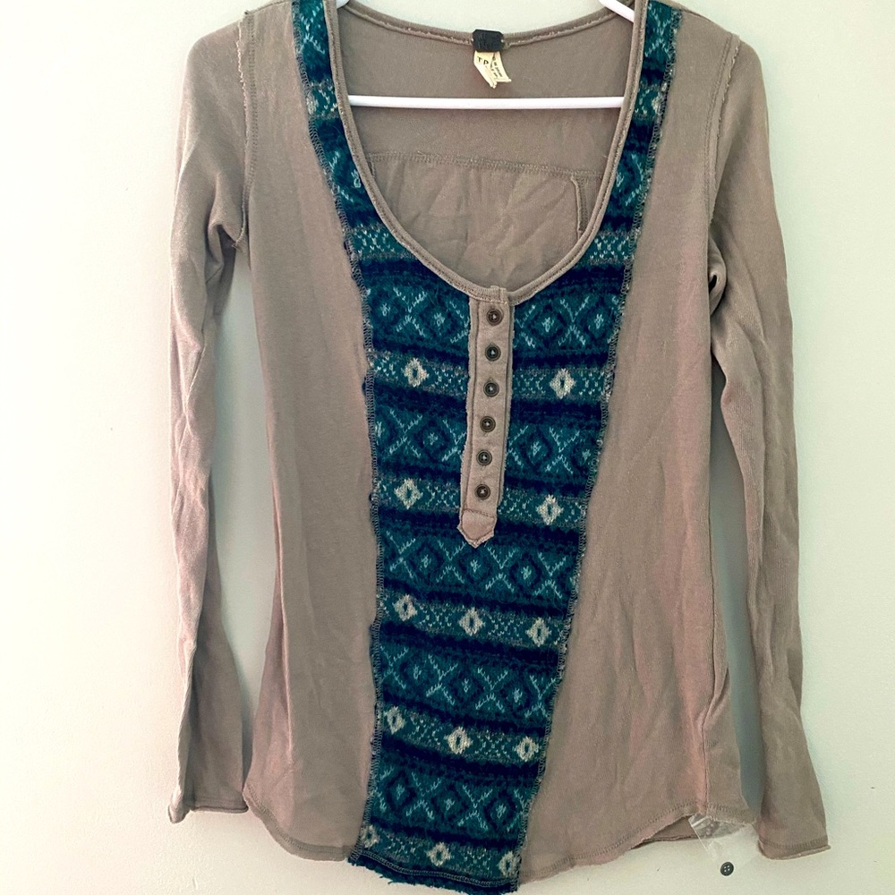 NWOT Free People XS we the free long sleeve winter snow shirt, brand new